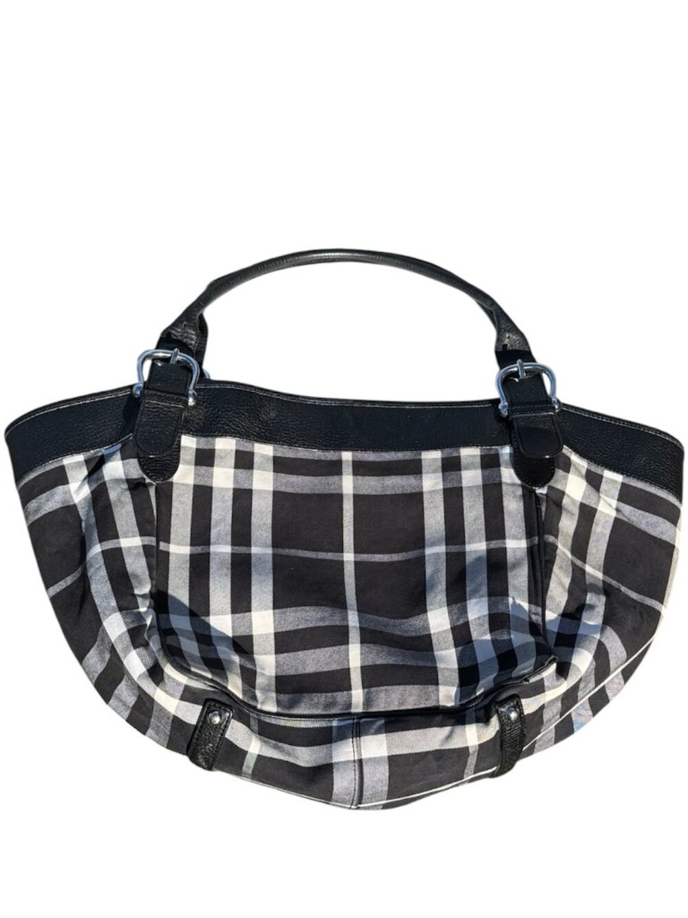 Burberry Beat Check Tote Black White Canvas Beach Bag + Wristlet - Picture 4 of 6